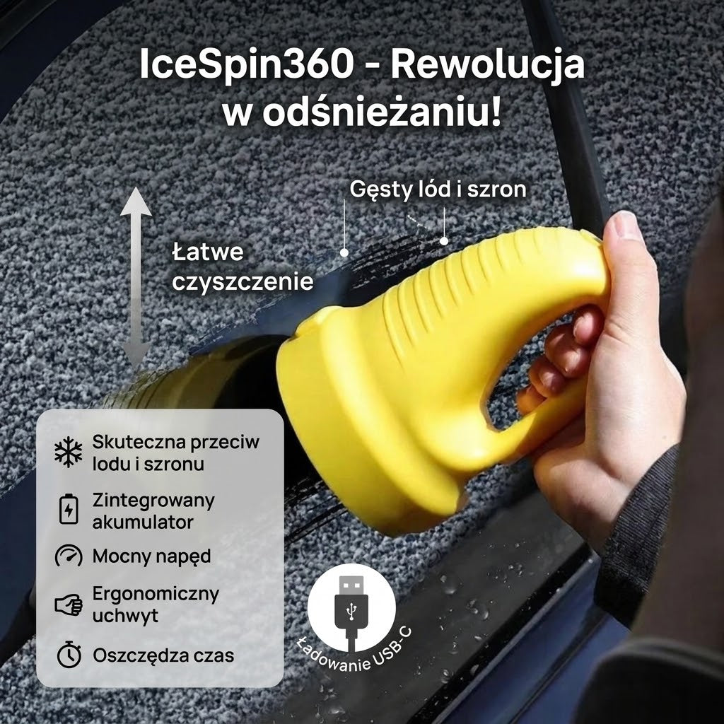 IceSpin360 / Elektryczna Obrotowa Skrobaczna do Szyb 🧊