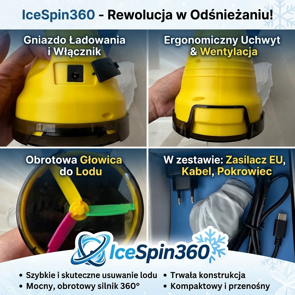 IceSpin360 / Elektryczna Obrotowa Skrobaczna do Szyb 🧊